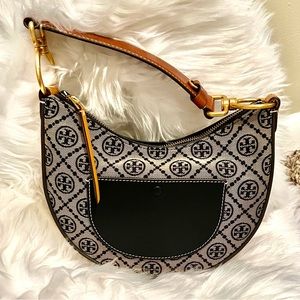 Tory Burch T Monogram Jacquard Mini Crescent Bag